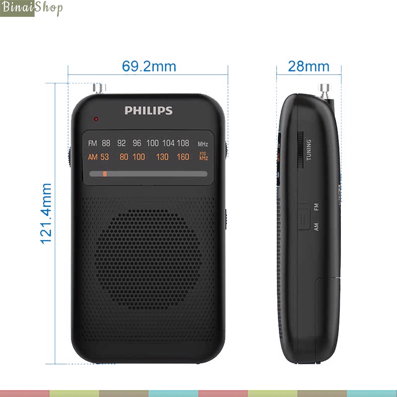 Philips 1000 Series - Đài Radio AM/FM Cổ Điển Bỏ Túi Dành Cho Người Già
