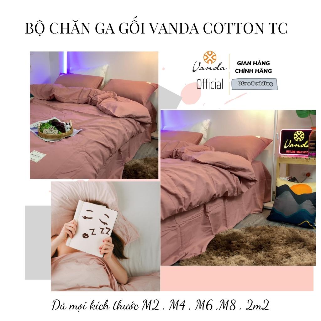 Bộ chăn ga gối VANDA Cotton Tici TC trơn phối màu Drap đủ kích thước 1m2 ,1m4 ,1m6 ,1m8 ,2m2...