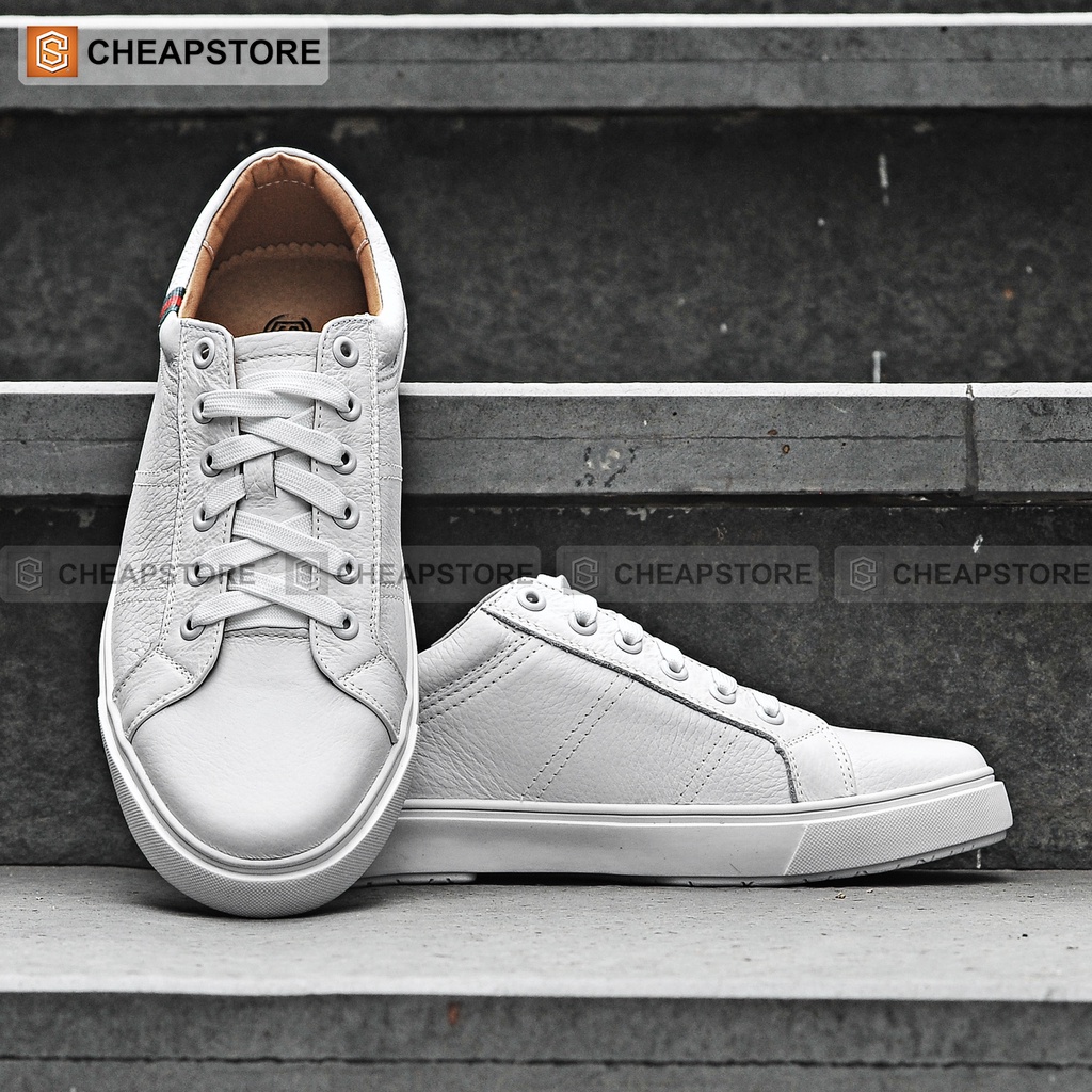 Giày da thể thao nam CHEAPSTORE CS429 Trắng - Giày tăng chiều cao da bò thật 100% (bảo hành 24 tháng) | BigBuy360 - bigbuy360.vn