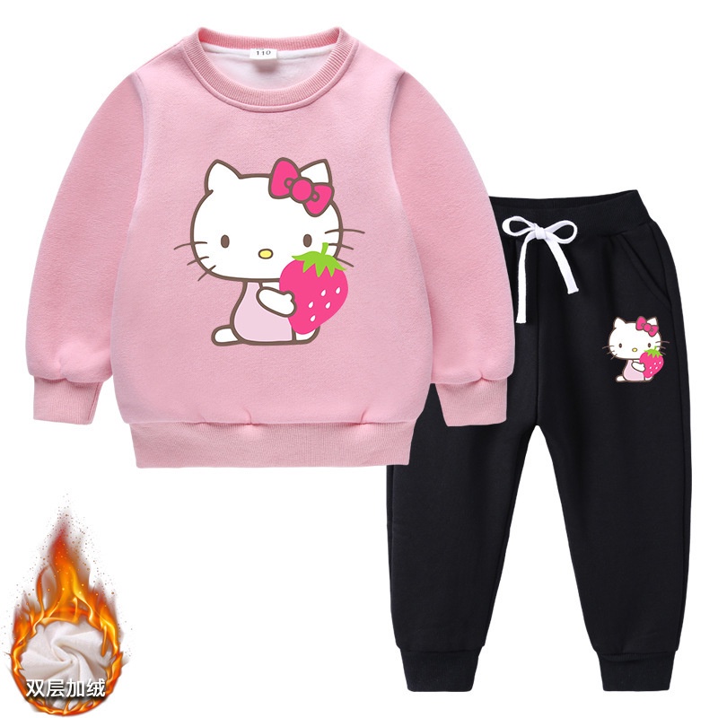 Áo Khoác Tay Dài Có Nón In Hình Hello Kitty Cho Bé