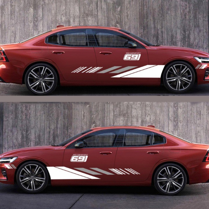 Tem dán sườn xe ô tô phong cách thể thao