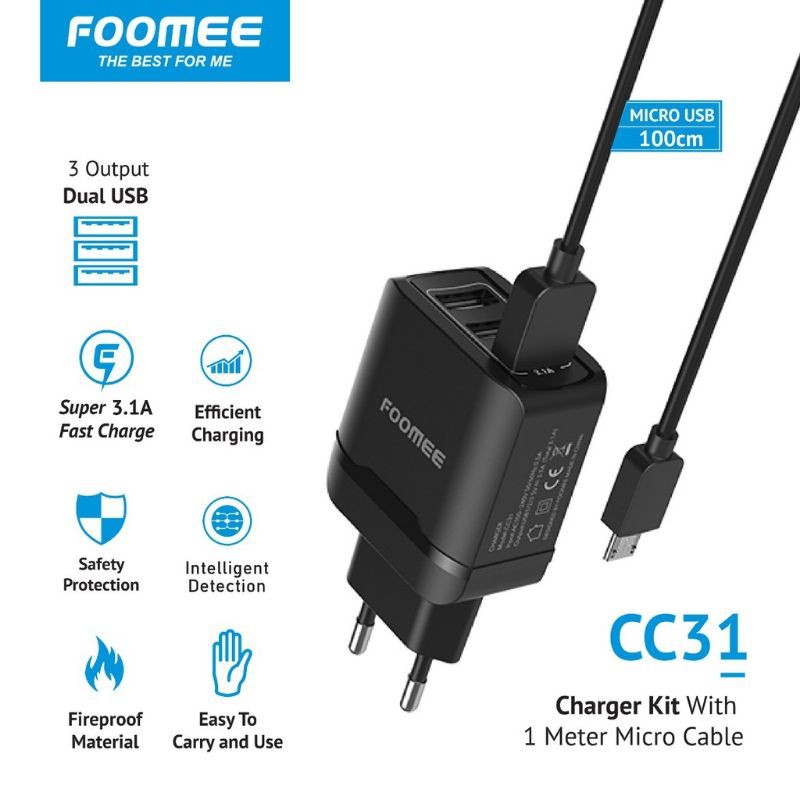 Bộ Dây Cáp Micro Foomee Cc31 3 Cổng Usb 5v3 1a