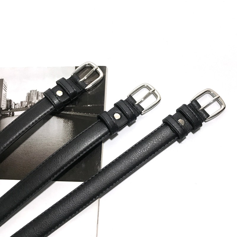 Thắt lưng da bản hẹp thời trang Hàn Quốc sành điệu cho nam nữ