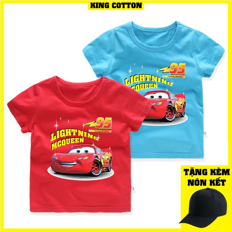 Áo thun cho bé xe đua 4 màu, Có size người lớn, King Cotton