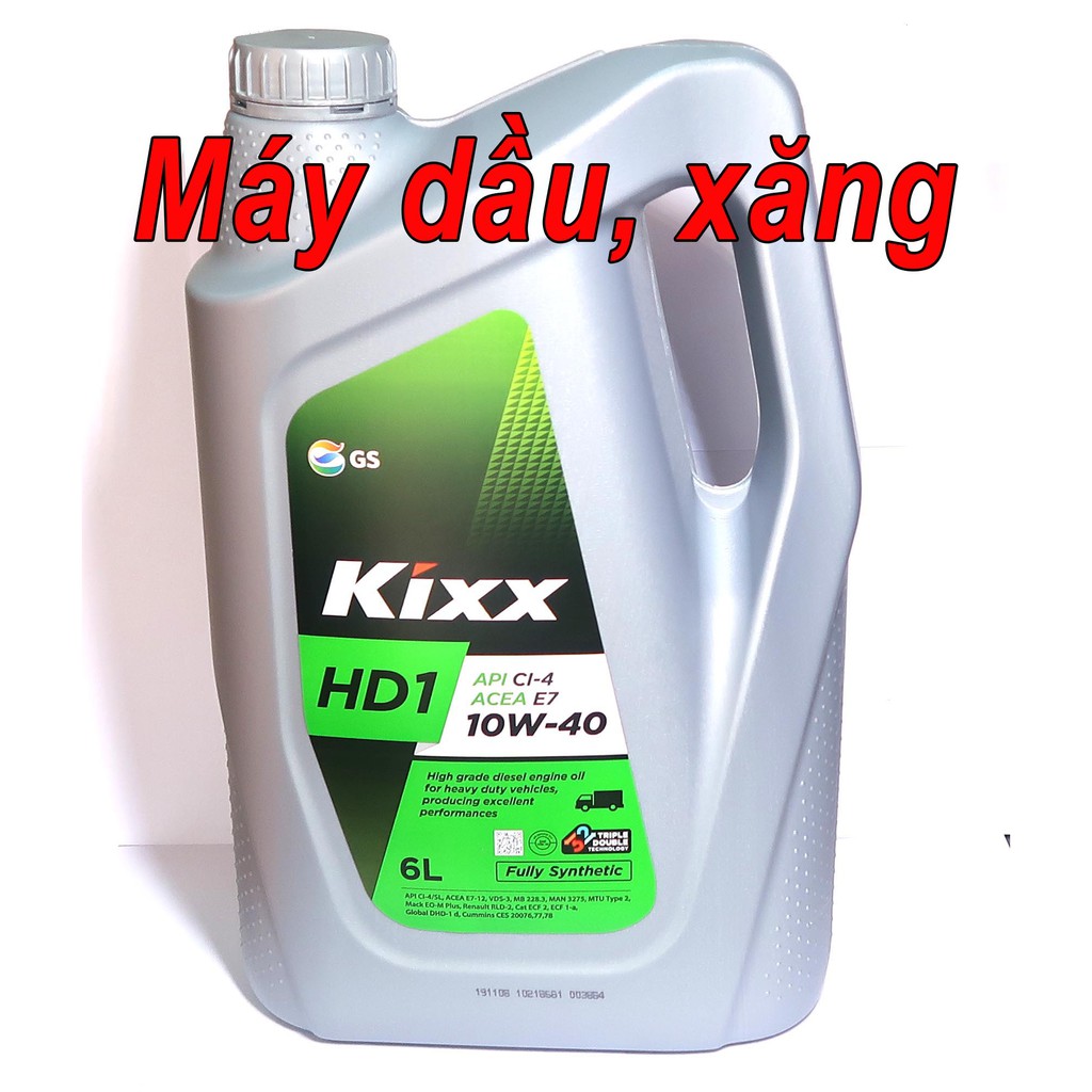 Nhớt Tổng Hợp Kixx HD1 10W40 CI-4 Nhập Khẩu Chất Lượng Cao Cho SUV, Xe Tải Máy Dầu, Xăng (6L)