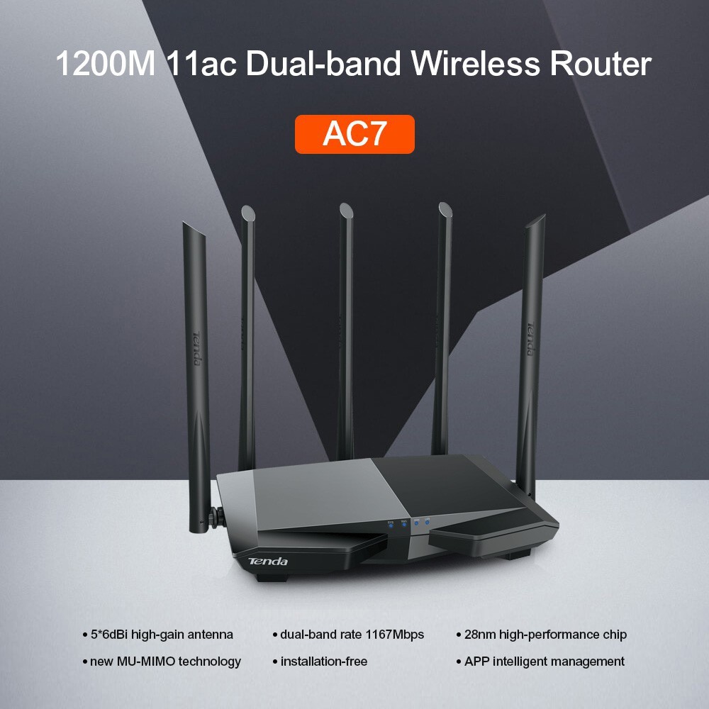 [CHÍNH HÃNG] Bộ phát WiFi Tenda AC7 // AC1200 Smart Dual-Band WiFi Router TENDA AC7
