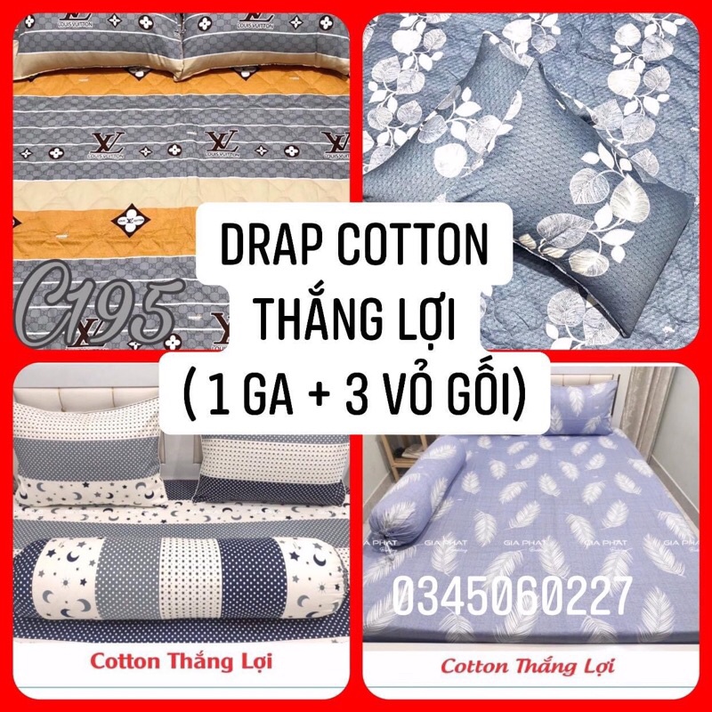 (ẢNH 3) Drap Thắng Lợi, ga trãi giường cotton in logo CTY nhiều mẫu đẹp (4 món)