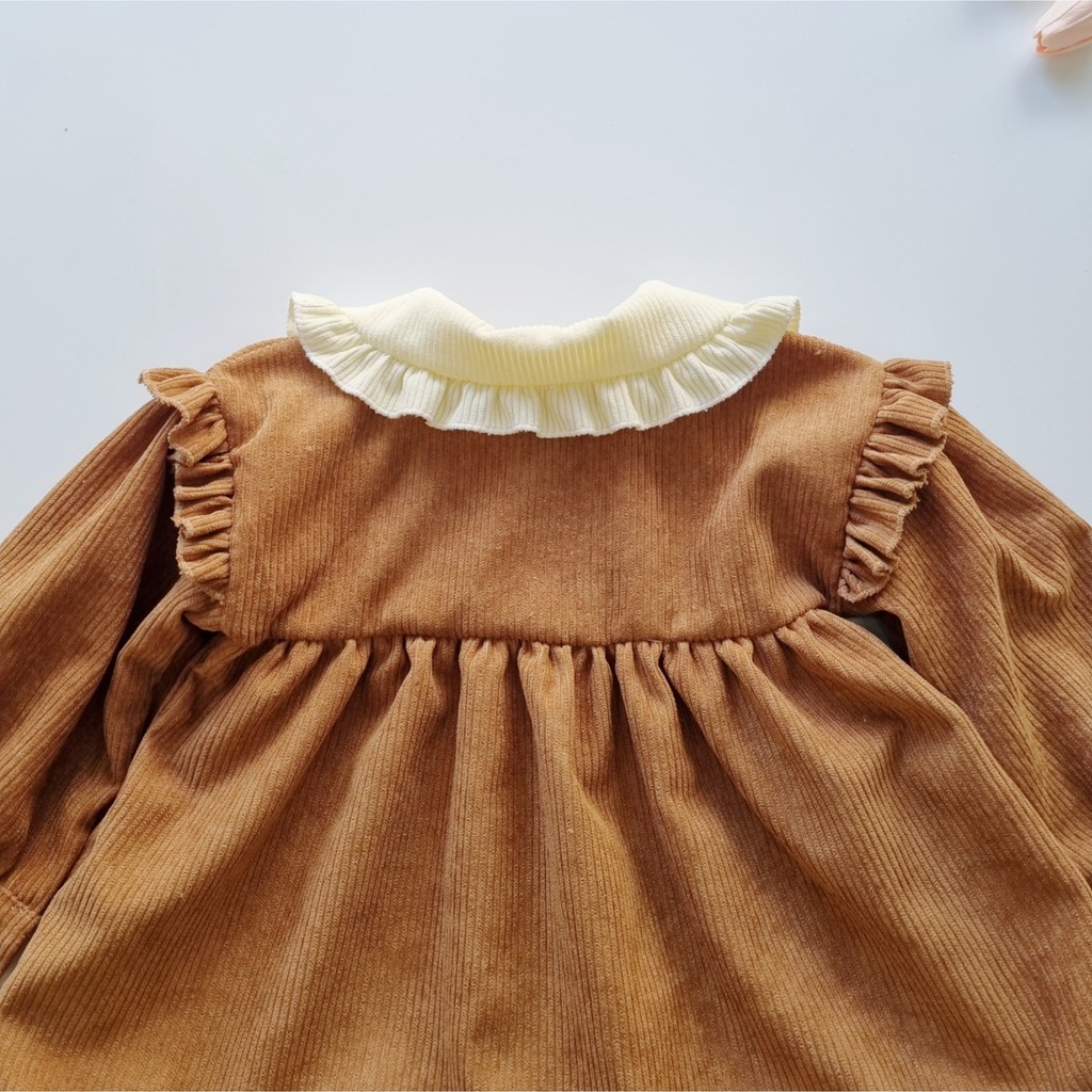 Váy đầm tiểu thư công chúa Babydoll chất nhung tăm Thu Đông cho bé gái từ 5-19kg. Riokids TT2