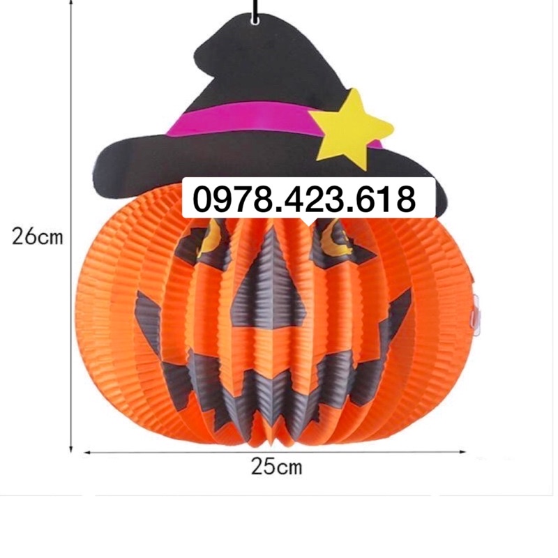 Đèn lồng Halloween - đèn lồng quả bí ngô trang trí lễ hội hóa trang phù thủy (mẫu mới)
