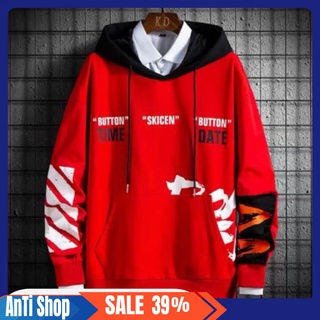 ÁO HOODIE NÓN NAM MÀU ĐỎ CHẤT VẢI NỈ HÀNG FREESIZE 1 CỠ FORM DÁNG RỘNG DƯỚI 65KG MẶC VỪA (CHỮ SKICEN)