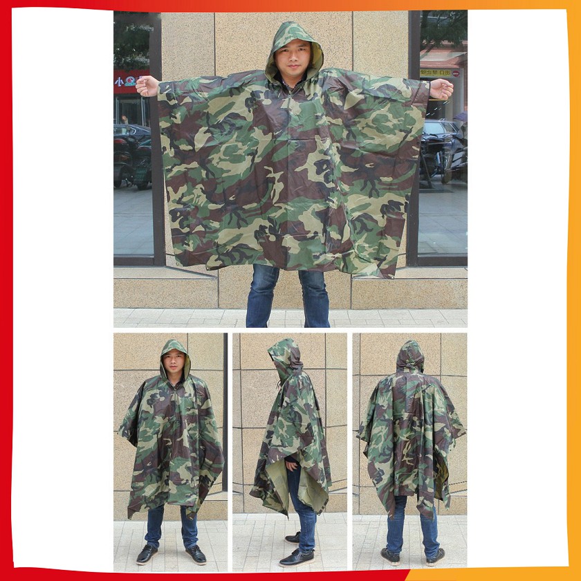 Áo mưa Kín Người Camo Vải Dù RAVEN - Áo mưa bít tà 1m4