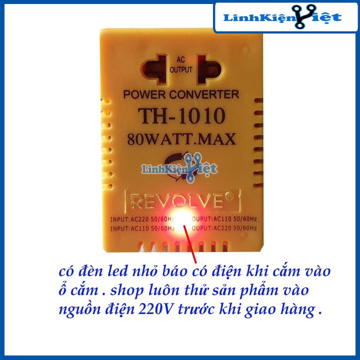 Bộ Chuyển Đổi Điện Revolve TH-1010 220AC↔110AC 80w