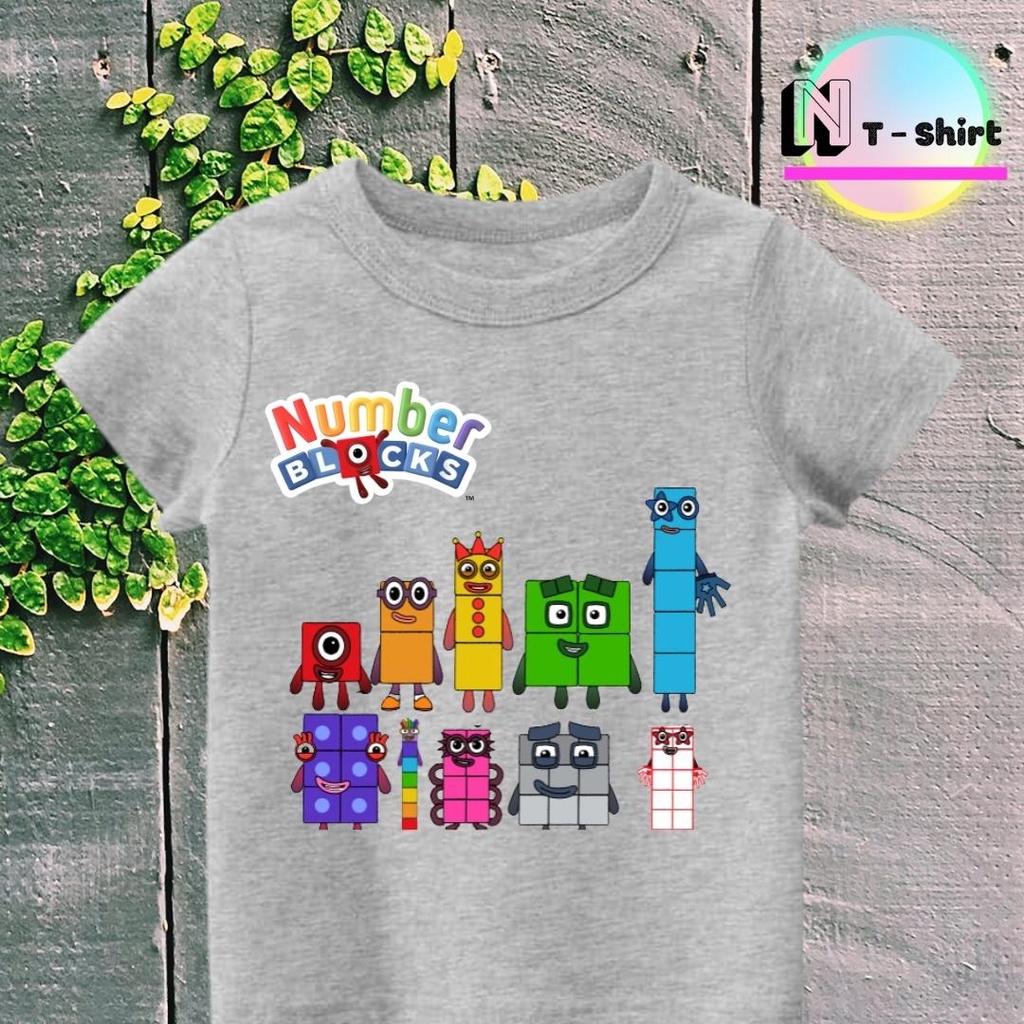 Áo thun cho bé trai và bé gái in hình hoạt hình Number Blocks dễ thương, chất liệu cotton mềm mịn thoáng mát NTShirt 02