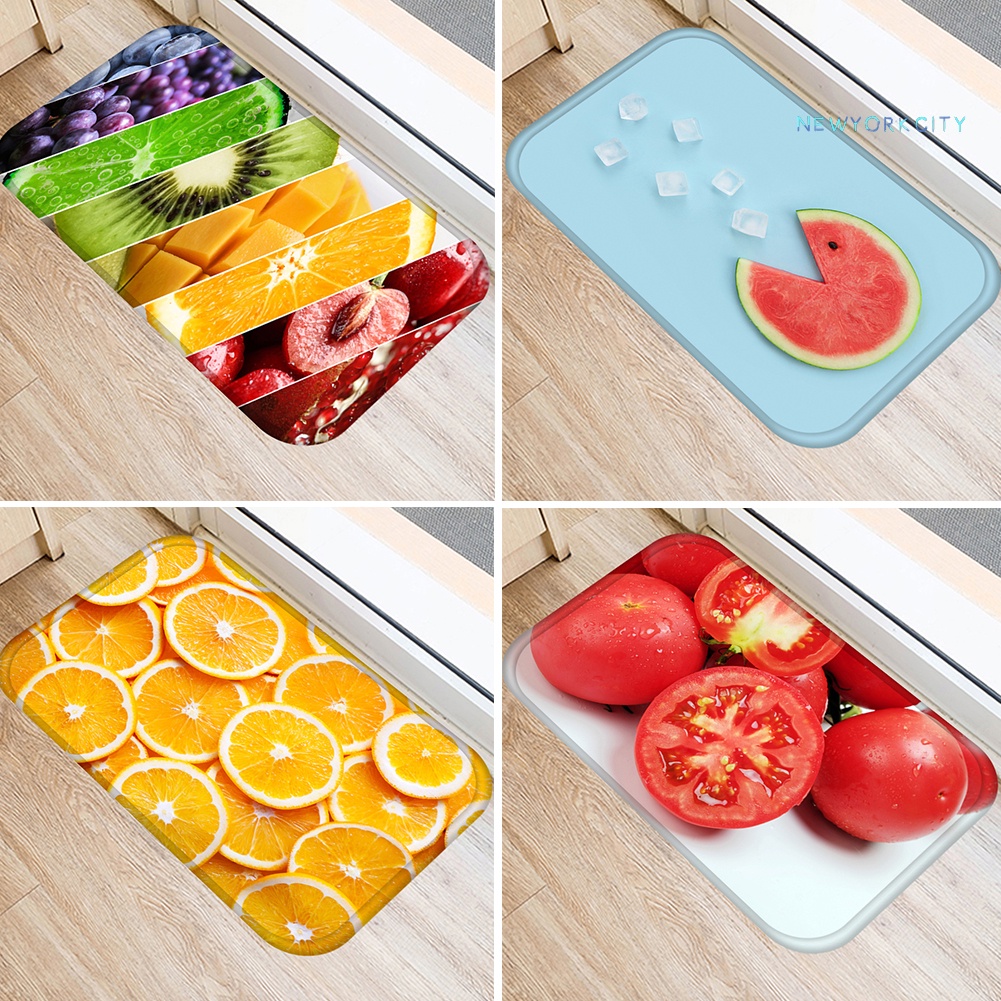 Thảm Chùi Chân Chống Trượt Họa Tiết Trái Cây Tươi Mới Trang Trí Nhà Cửa