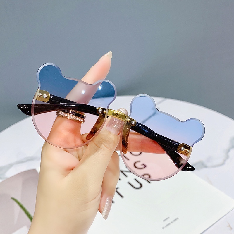 Kính mát gọng tròn màu trơn chống tia UV400 thời trang cho bé