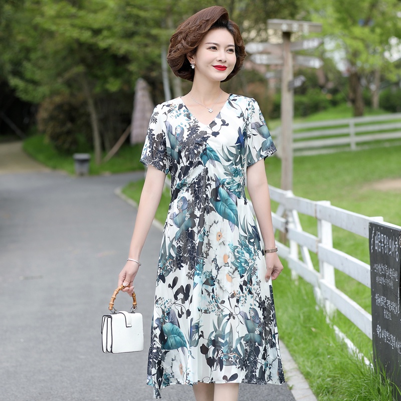 Đầm Chiffon Phong Cách Phương Tây Thời Trang Mùa Hè Hàng Mới Dành Cho Nữ Trung Niên 2022