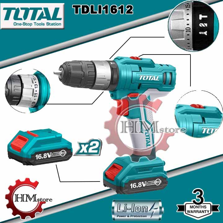 [Chính hãng] Máy Khoan búa dùng pin Li-ion 16.8V TOTAL TIDLI1612 - Máy khoan pin cầm tay