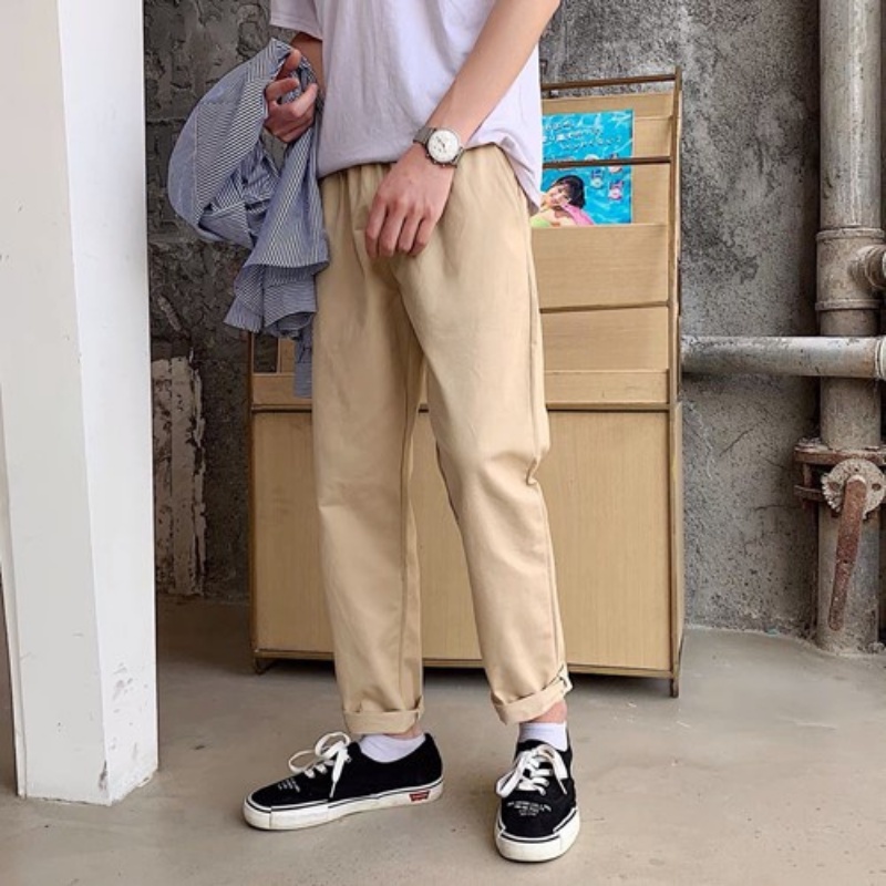Quần tây baggy nam nữ unisex vải kaki TRƠN ống suông đen công sở đi học lưng cao ulzzang hàn quốc dây rút đẹp MIZA