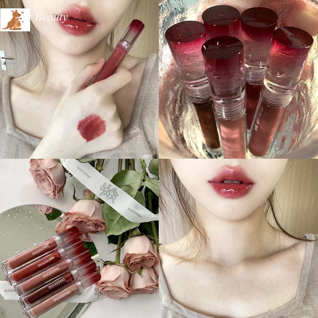 Son Bóng Oulesong Màu Nude Nhạt Mềm Mượt Nuôi Dưỡng Môi Căng mọng gợi cảm Chống Thấm Nước Son33