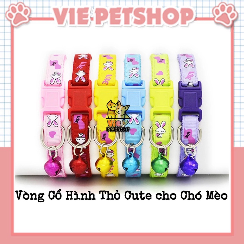 Vòng Cổ Họa Tiết Thỏ Cute Cho Chó Mèo Dưới 8Kg 1cm | Vie PETSHOP