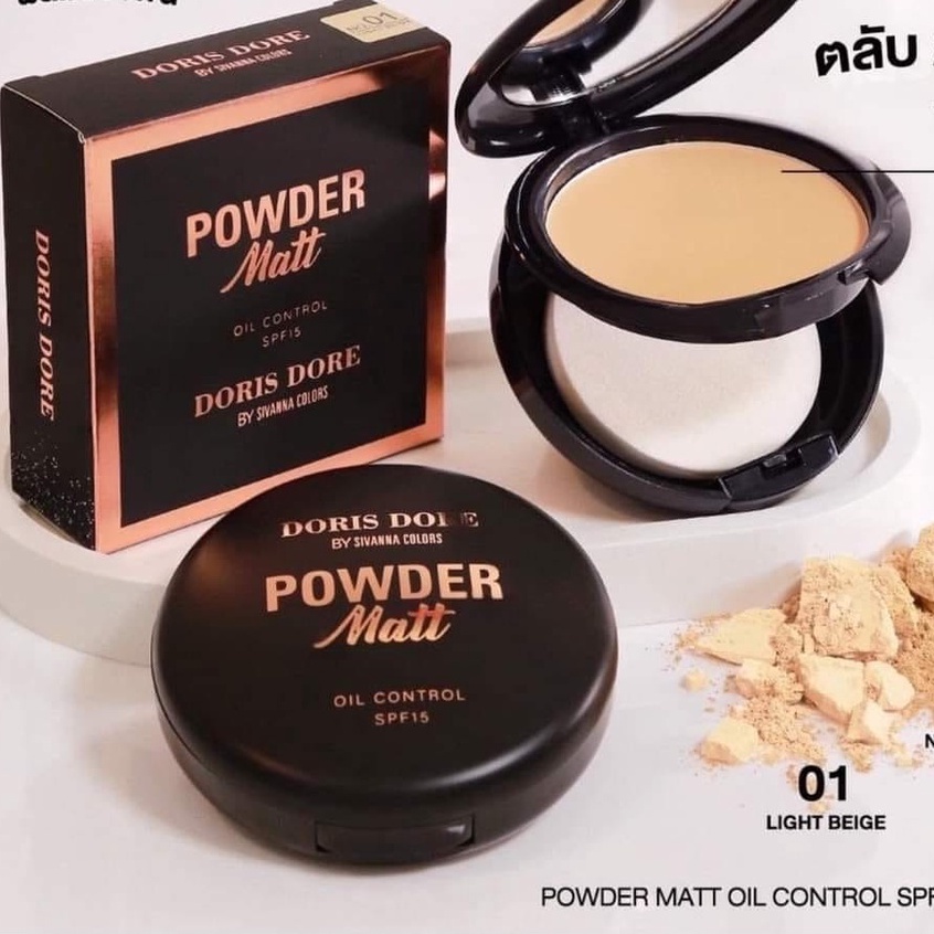 PHẤN PHỦ DẠNG NÉN CAO CẤP KIỀM DẦU, CHỐNG THẤM NƯỚC SIVANNA COLORS DORIS DORE POWDER MATT CHÍNH HÃNG - 11271