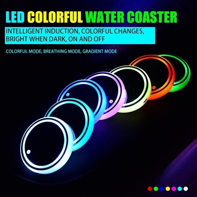 Vỏ Bọc Đế Cốc Nước Có Đèn Led RGB Cổng Sạc USB Trang Trí Xe Hơi