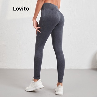110QL Quần Lovito dáng ôm co giãn tốt mau khô thoáng khí phong cách thể thao năng động L08057 (màu đen)