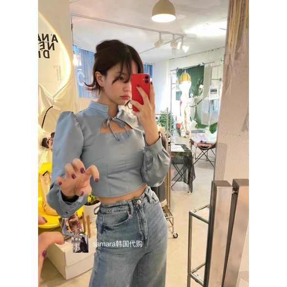 Be118 - ÁO TAY DÀI CUT KHOÉT NƠ NGỰC 3M