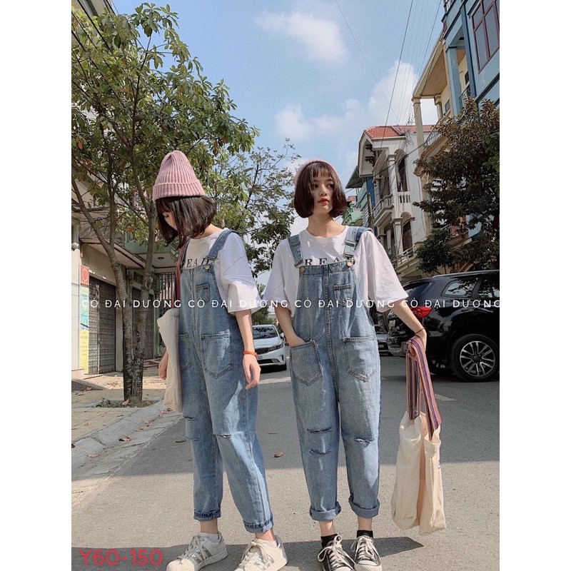 ❤️FREESHIP❤️ Yếm bò trơn rách siêu đẹp về sẵn hàng taij shop _Hàng sẵn