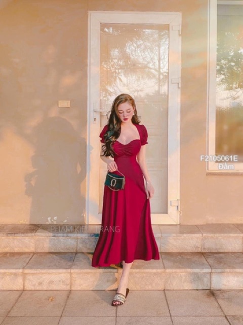 Đầm maxi xoè nhún ngực