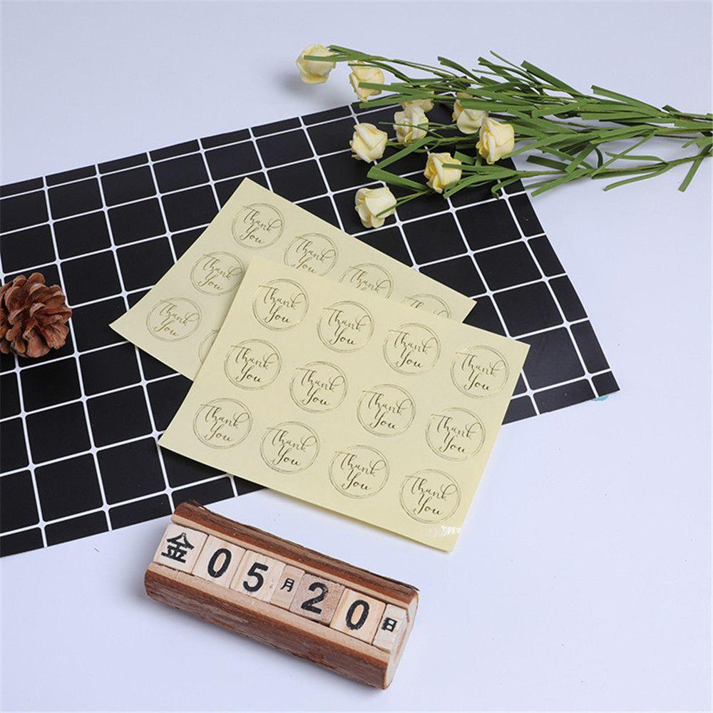 Set 60 / 120 Miếng Dán Màu Đồng Trong Suốt In Chữ Thank You Độc Đáo