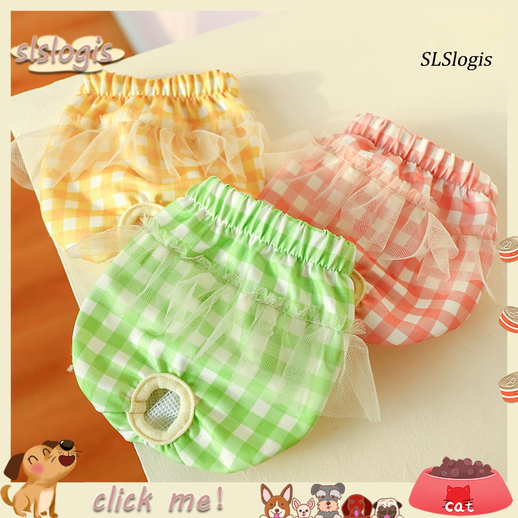 Quần sinh lý bằng polyester co giãn chống rò rỉ in họa tiết caro cho cún cưng