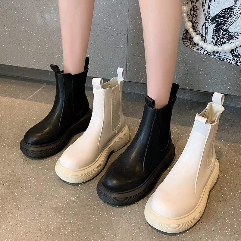 Giày BOOTS Nữ không dây không khoá co dãn boot ulzzang ĐẾ CHIẾN BINH