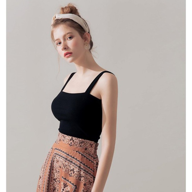 [Mã WABRM50 giảm 15% đơn 99k] Áo 2 dây sọc gân cổ vuông tối giản nữ Air Space 2010121006