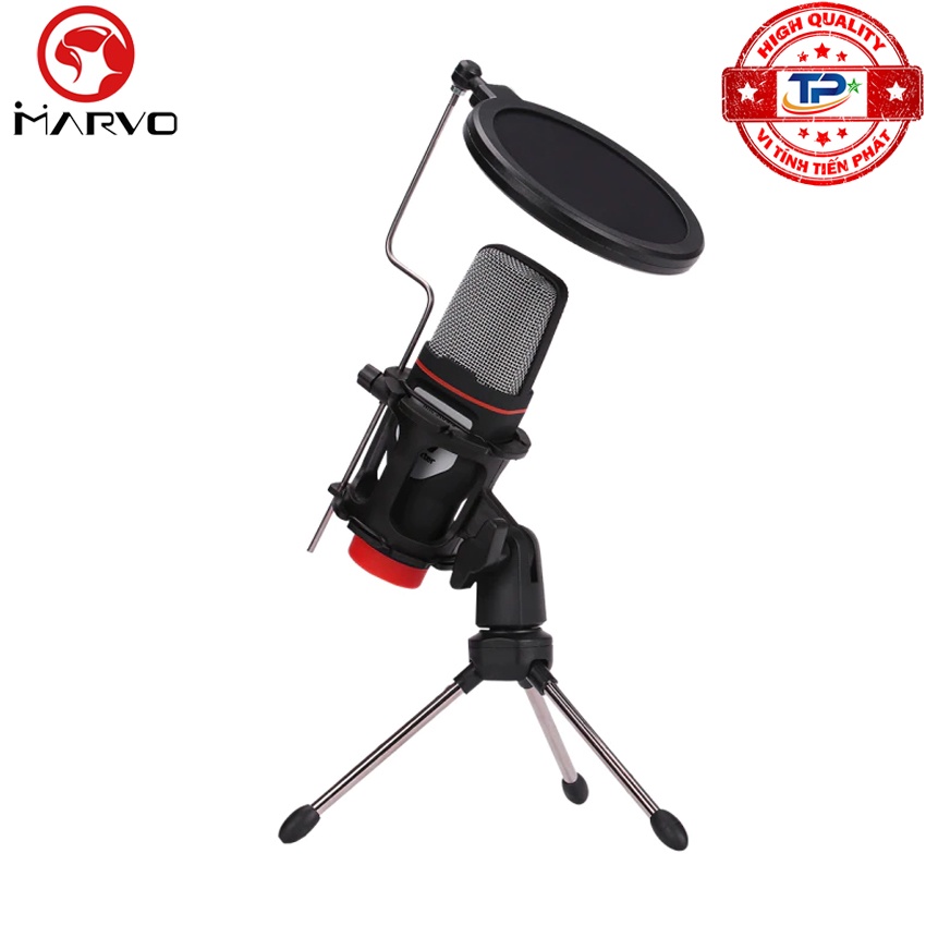 Studio Microphone Pro Marvo MIC-02 đẳng cấp chuyên nghiệp dùng hát karaoke, chat, ghi âm, đàm thoại... trên PC và Laptop