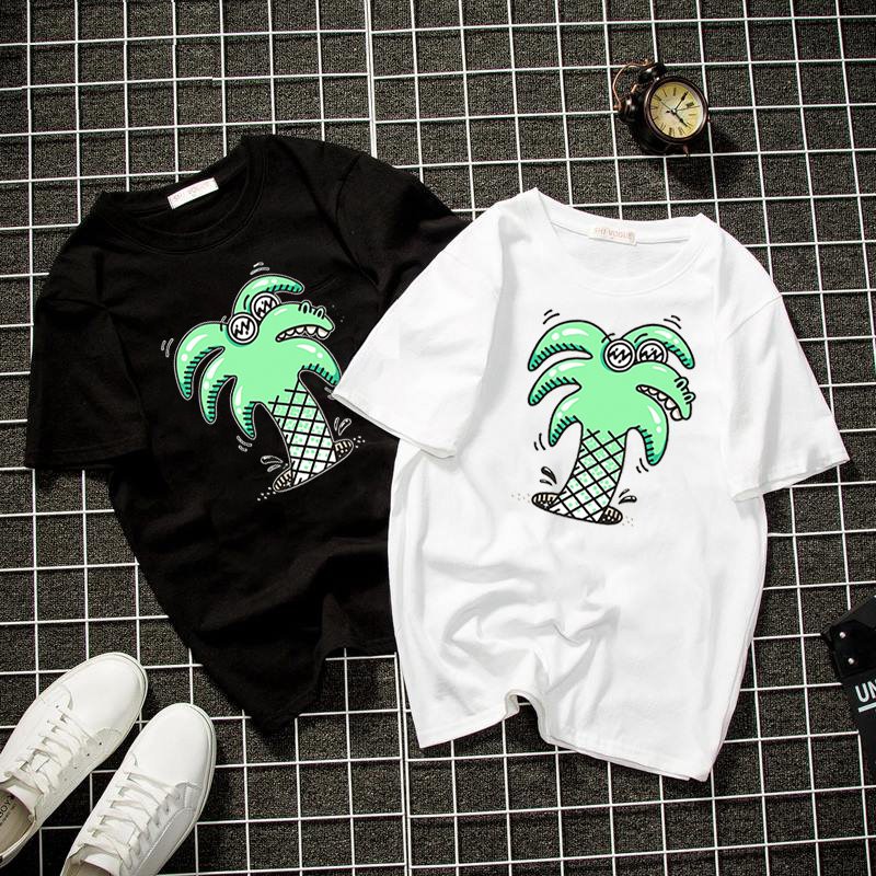 Áo thun unisex form rộng cây cá tính Hàn Quốc vải dày mịn 2019T2049