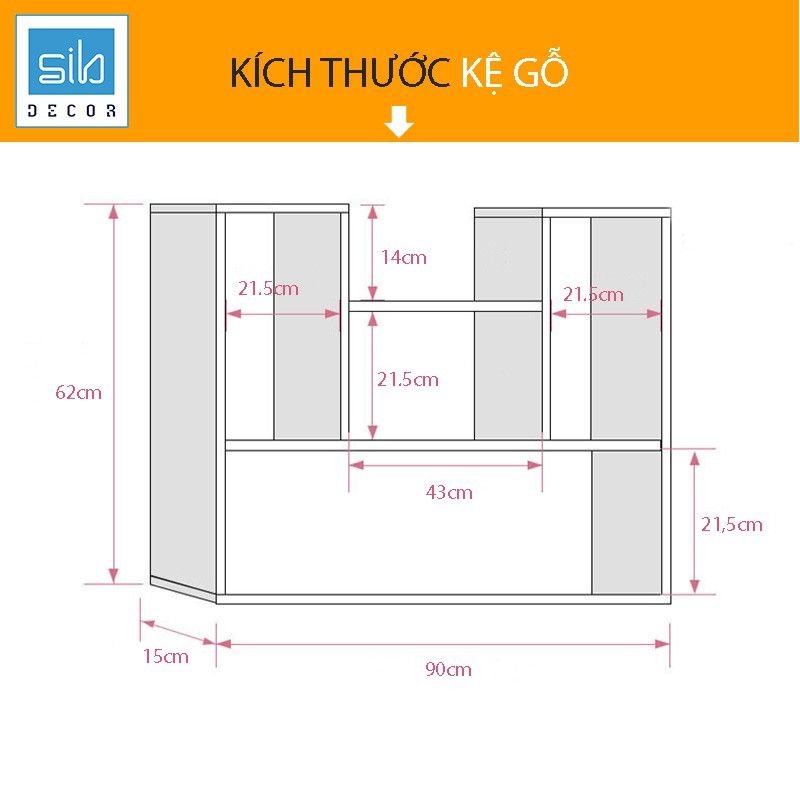 Giá Sách Treo Tường Chữ U Sáng Tạo SIB Decor (Nhiều màu)