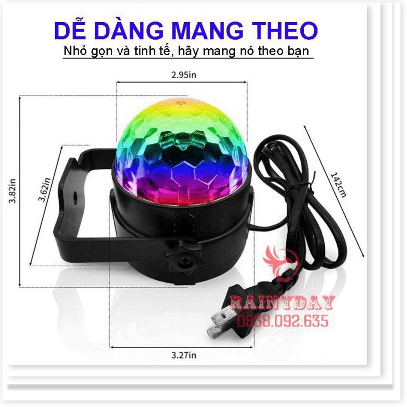 Đèn led xoay 7 màu vũ trường nháy chớp theo nhạc bay phòng sân khấu cảm ứng nhạc có điều khiển