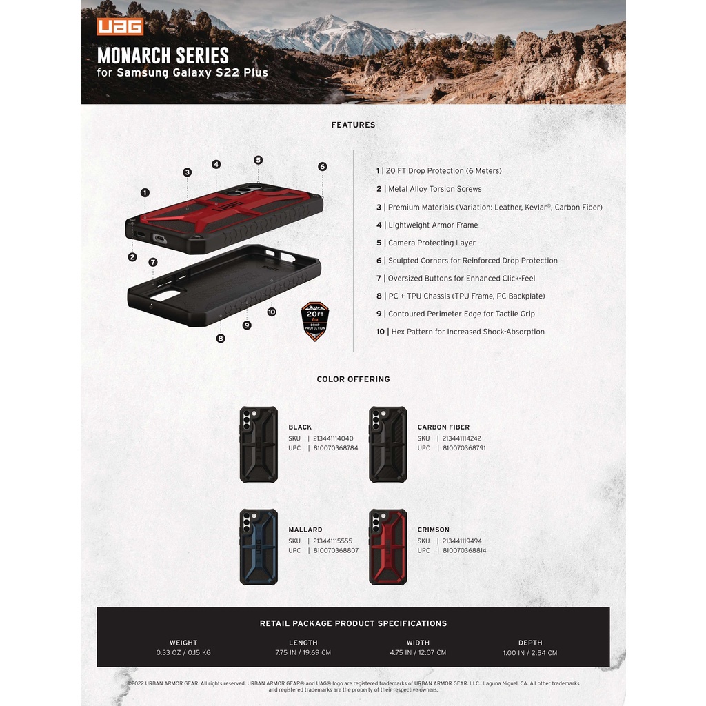 Ốp UAG MONARCH cho SAMSUNG GALAXY S22/ S22 Plus/ S22 Ultra