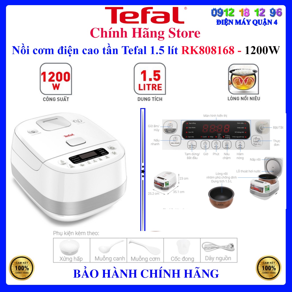 Nồi cơm điện cao tần Tefal 1.5 lít RK808168,Bảo hành chính hãng