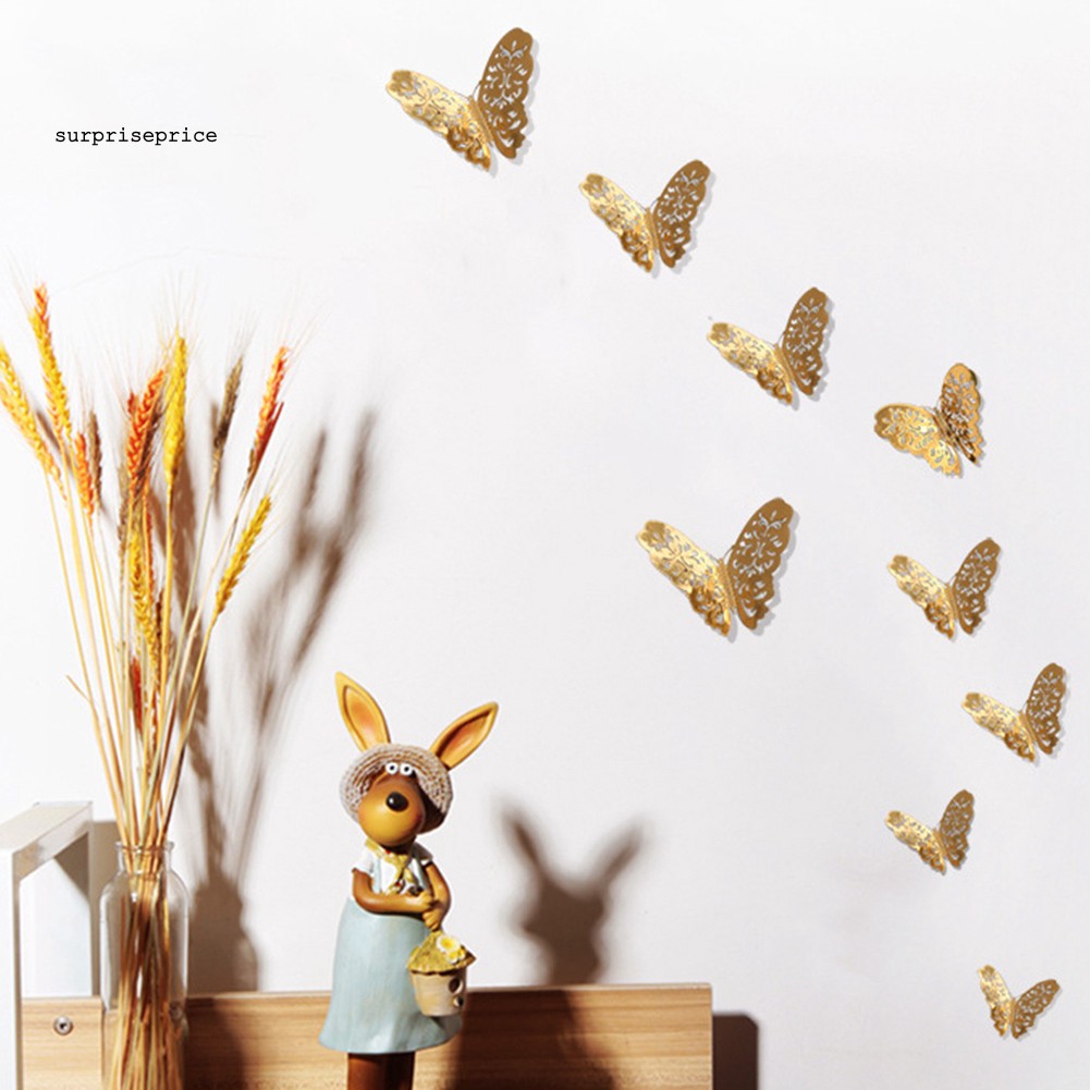 Bộ 12 miếng dán nam châm hình bướm 3D xinh xắn cho tủ lạnh