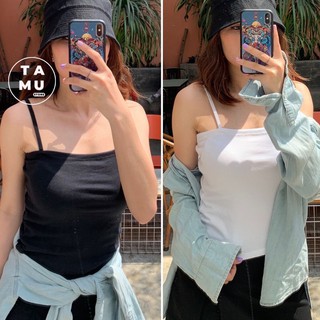 Áo thun 2 dây croptop nữ chất thun 4 chiều mềm mịn mát