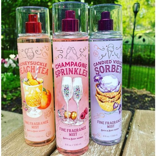 Xịt thơm body mist BST Champagne Sprinkles- Candied Violet Sorbet- Honey Peach Tea 236ml