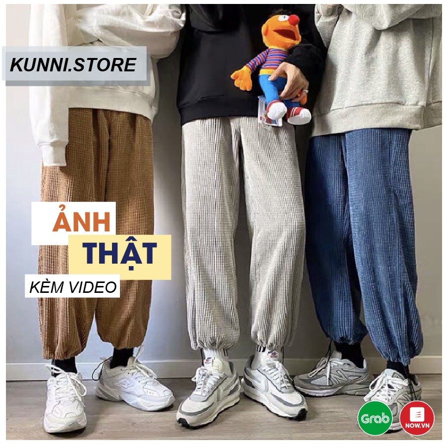 Quần Jogger Nam Nữ Chất Nhung Form Rộng Ống Dây Rút SPUN 2 Màu Dáng Hiphop Thể Thao Vải Mịn