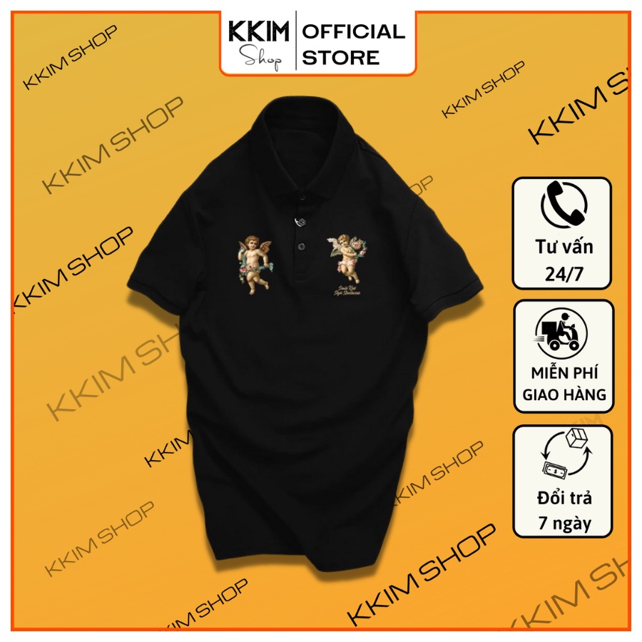 Áo Polo KKIMSHOP, Full Size Nam Nữ, áo thun có cổ trắng, đen, cổ trụ Unisex chất Thun Cá Sấu Poly Thái