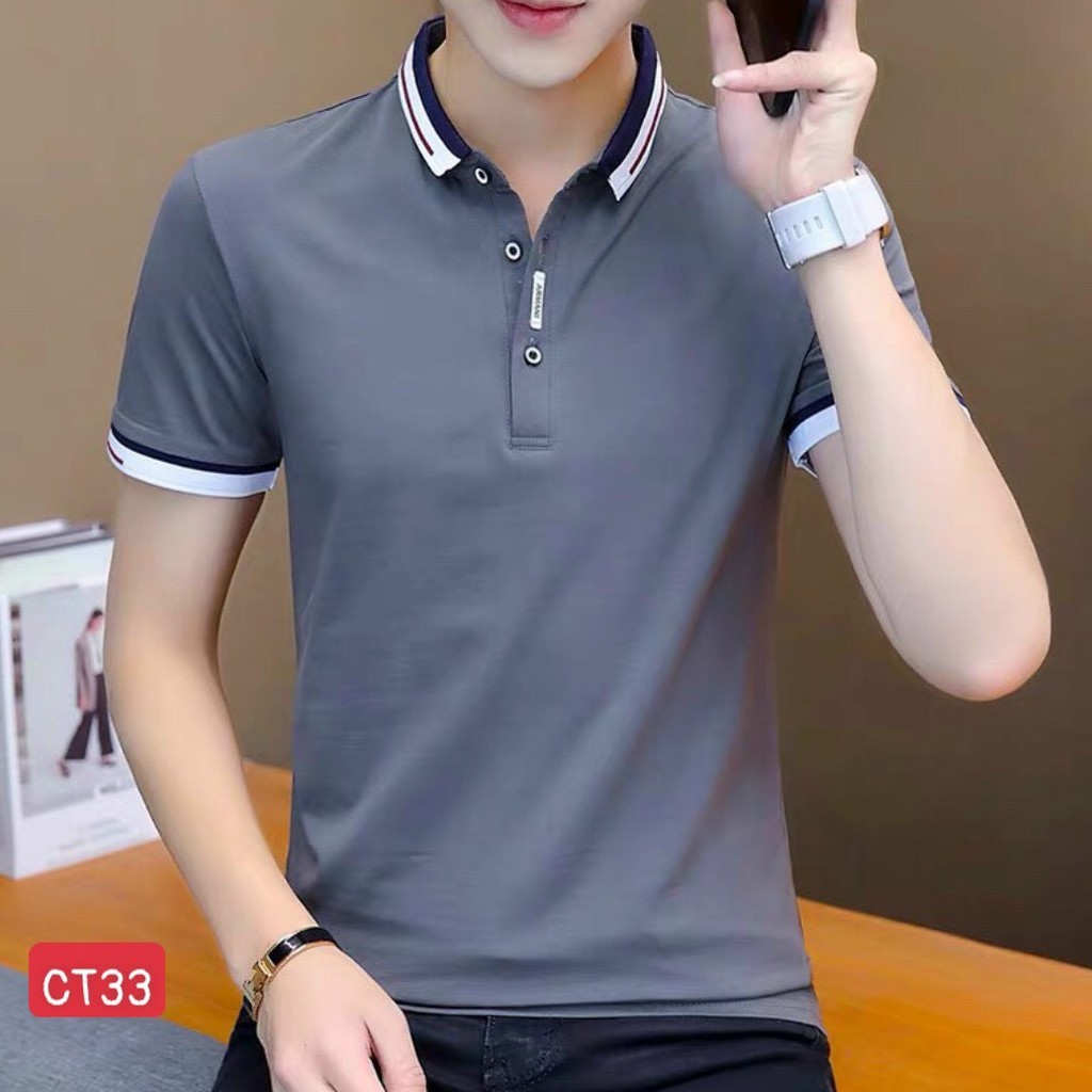 Áo Thun Nam, Áo Phông Nam, Không Nhăn, Không xù màu xám xanh Hót Thời Trang Cao Cấp tp_shop_87 ms33