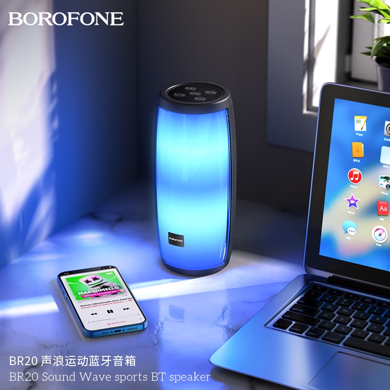 Loa Bluetooth Không Dây BOROFONE BR20 Hiệu Ứng LED, Hỗ Trợ Khe Cắm Thẻ Nhớ,Jack 3.5, Âm Thanh Sống Động, Màu Sắc Bắt Mắt