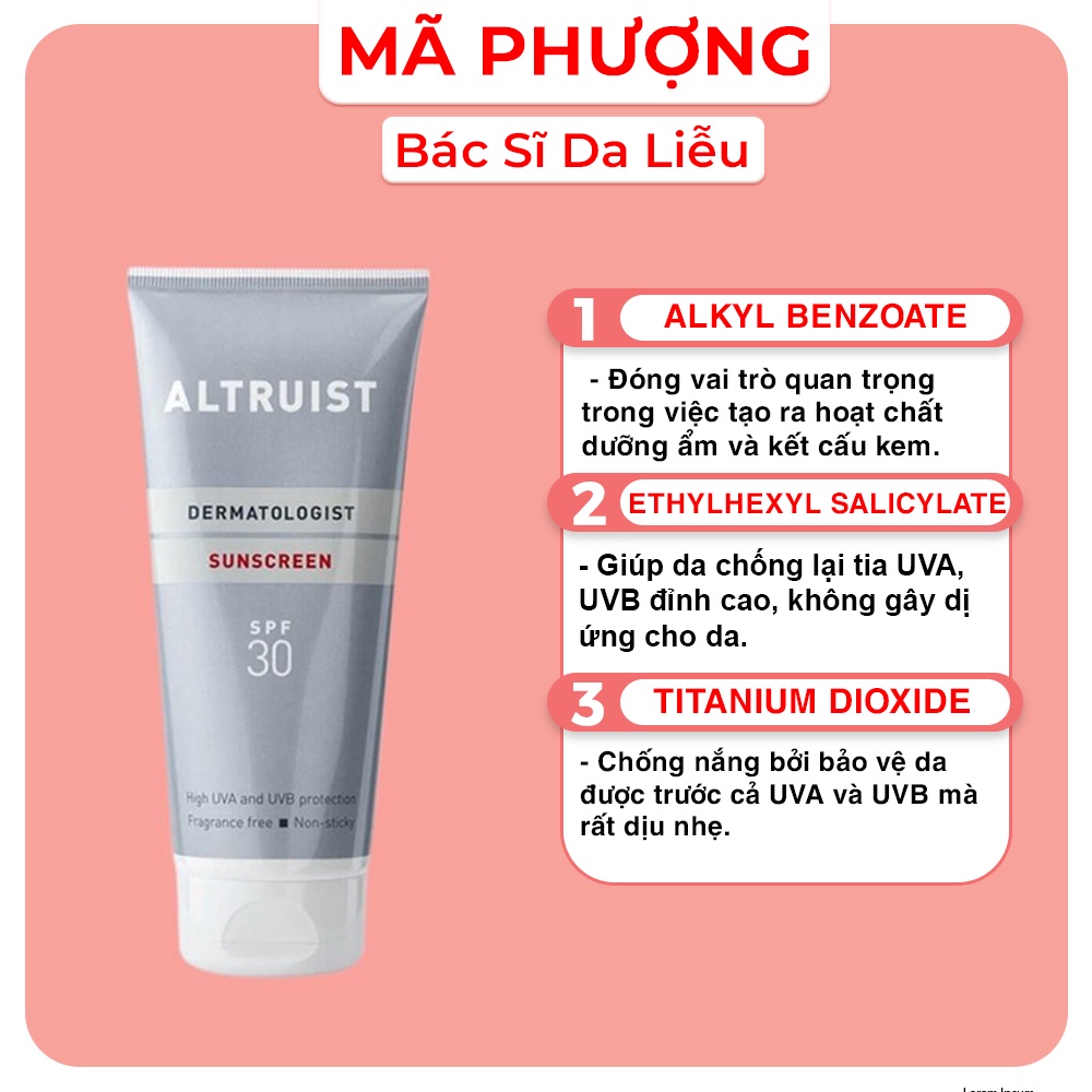 Kem chống nắng Altruist Dermatologist Sunscreen & Face Fluid SPF 30 & SPF 50 50ml, 100ml, 200ml - Bác sĩ Mã Phượng
