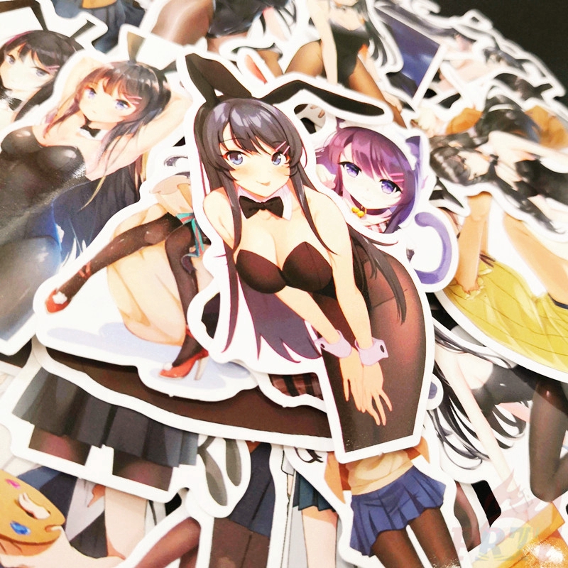 Bộ 50 miếng hình dán họa tiết Sakurajima mai chủ đề số 02 kiểu dáng thời trang DIY