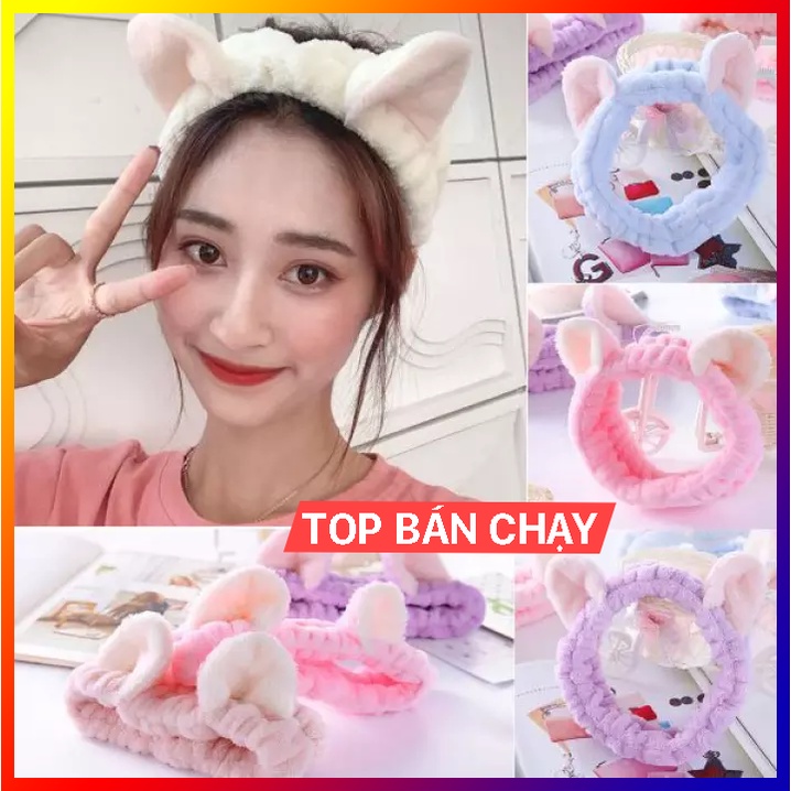 Băng đô rửa mặt, bờm tai thỏ rửa mặt 3D mẫu mới (ảnh thật shop tự chụp)